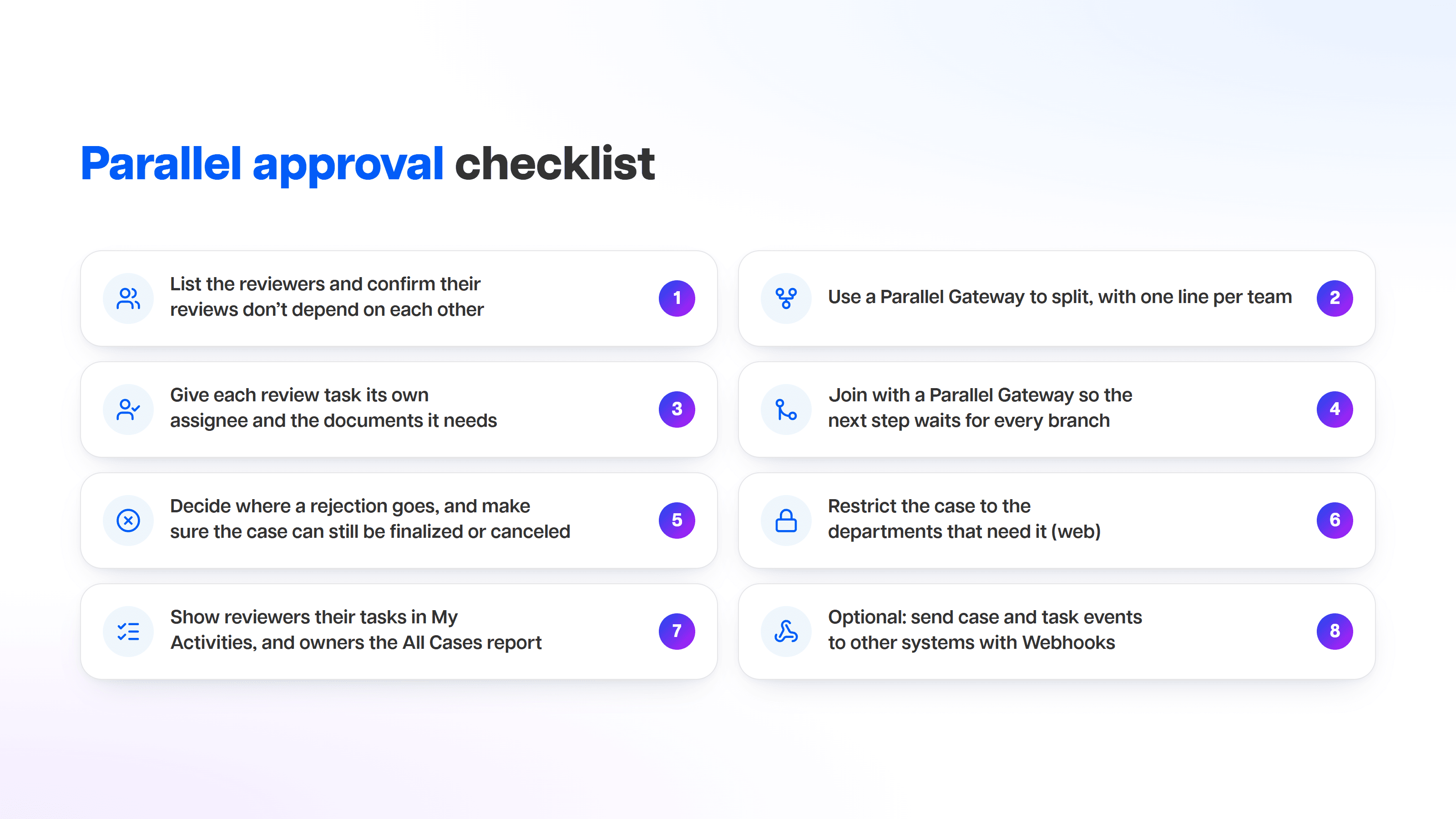 Parallel approval checklist