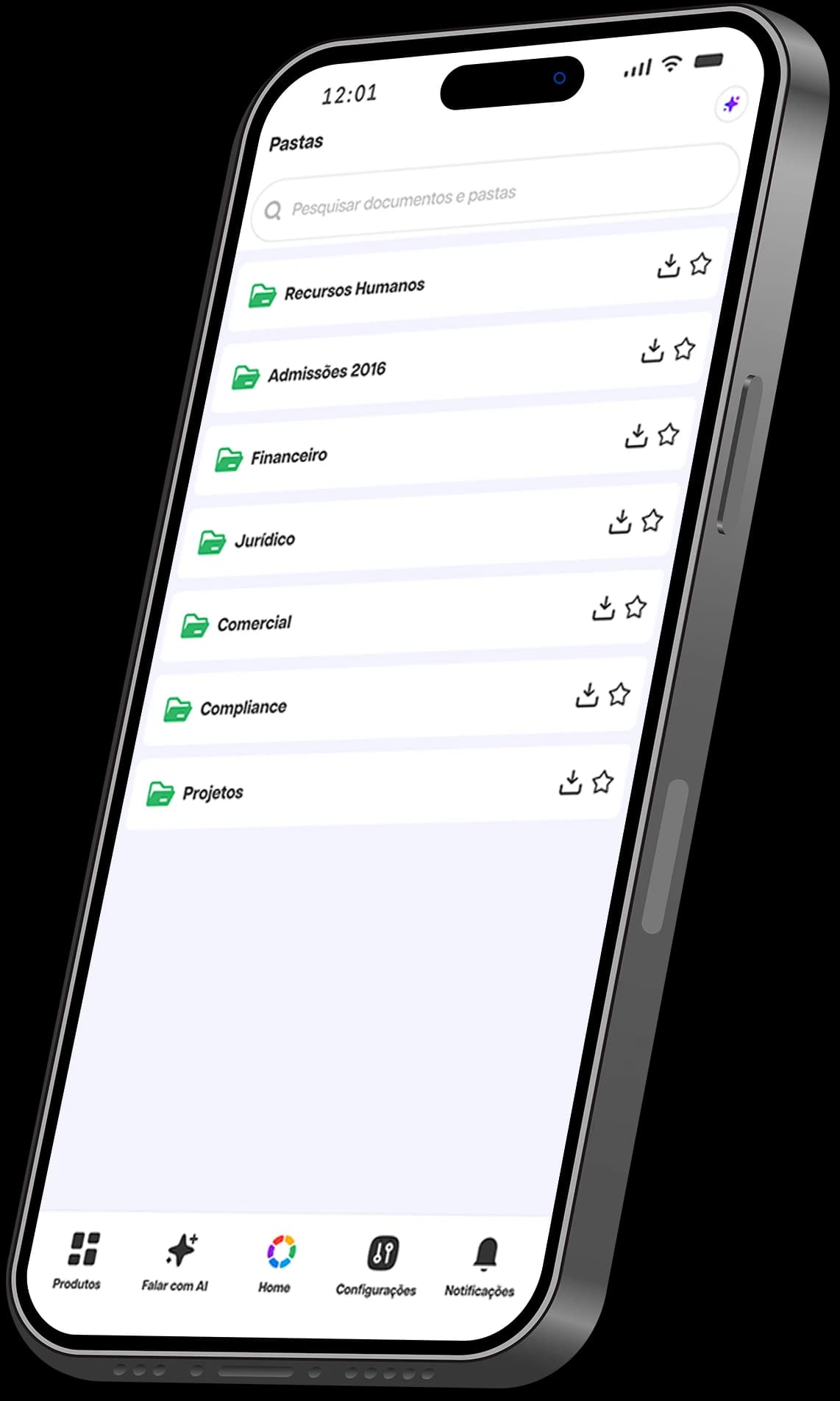 Interfy-Mobile-App mit der Liste von Dokumenten